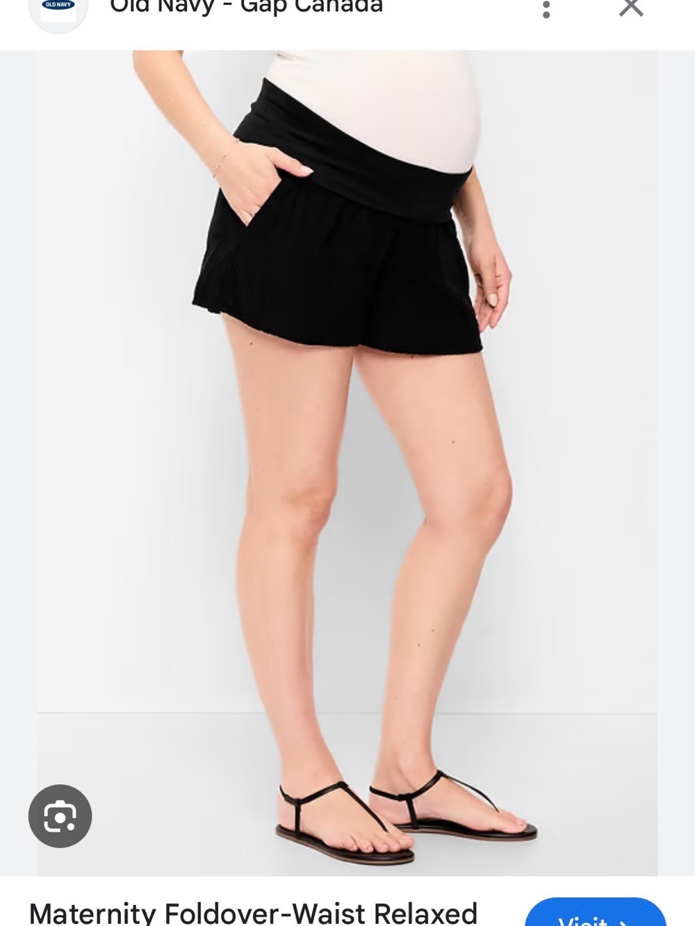 Maternity Foldover-Waist Gauze Crinkle Shorts - Black